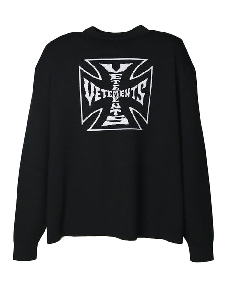 VETEMENTS (ヴェトモン) SS26 ニット DOUBLE BIKER CROSS LOGO SWEATER