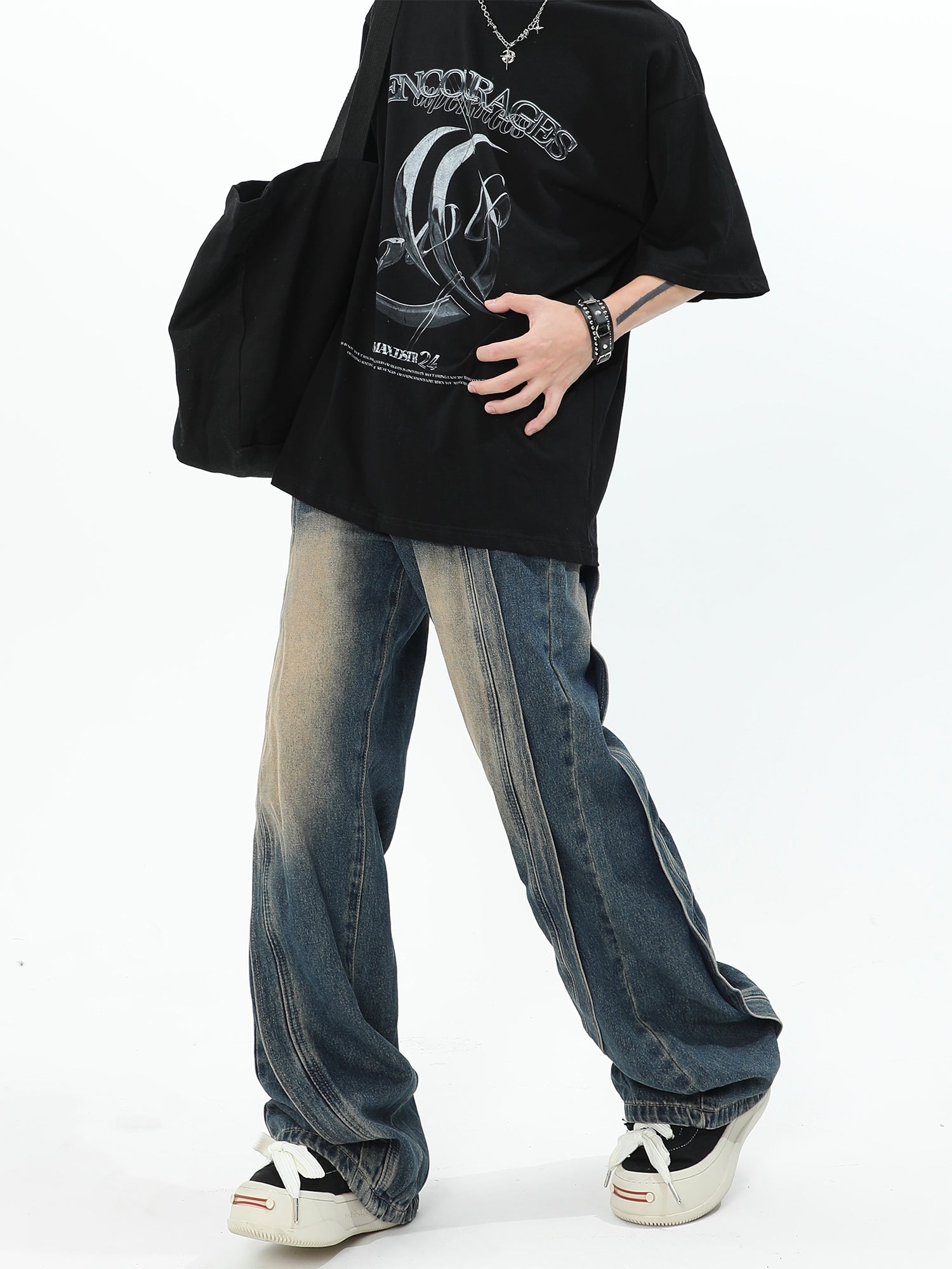 ステッチ ワイド デニム パンツ – Deuku