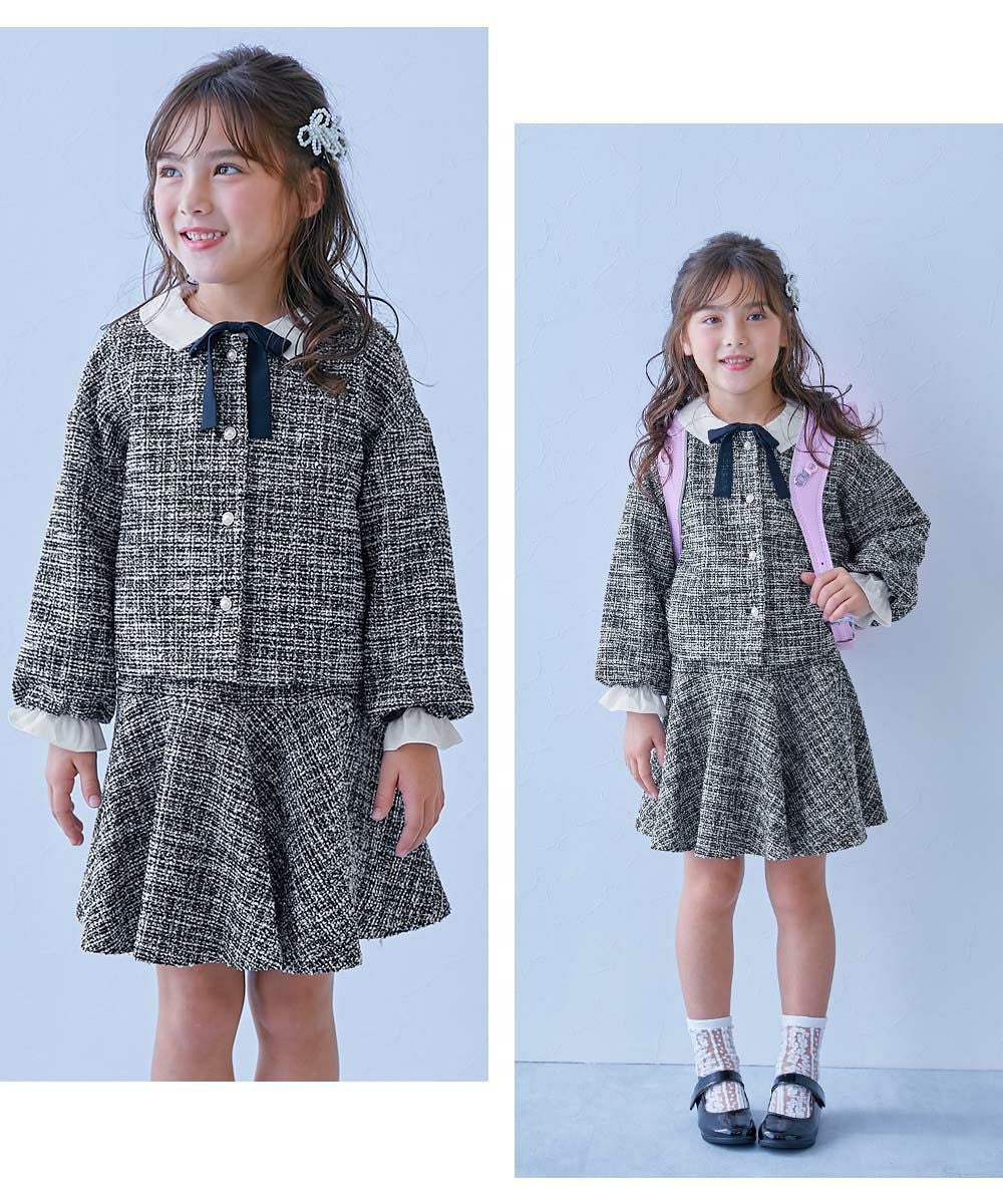 フォーマル ガールズノーカラー ツイードセットアップ | 子供服の通販