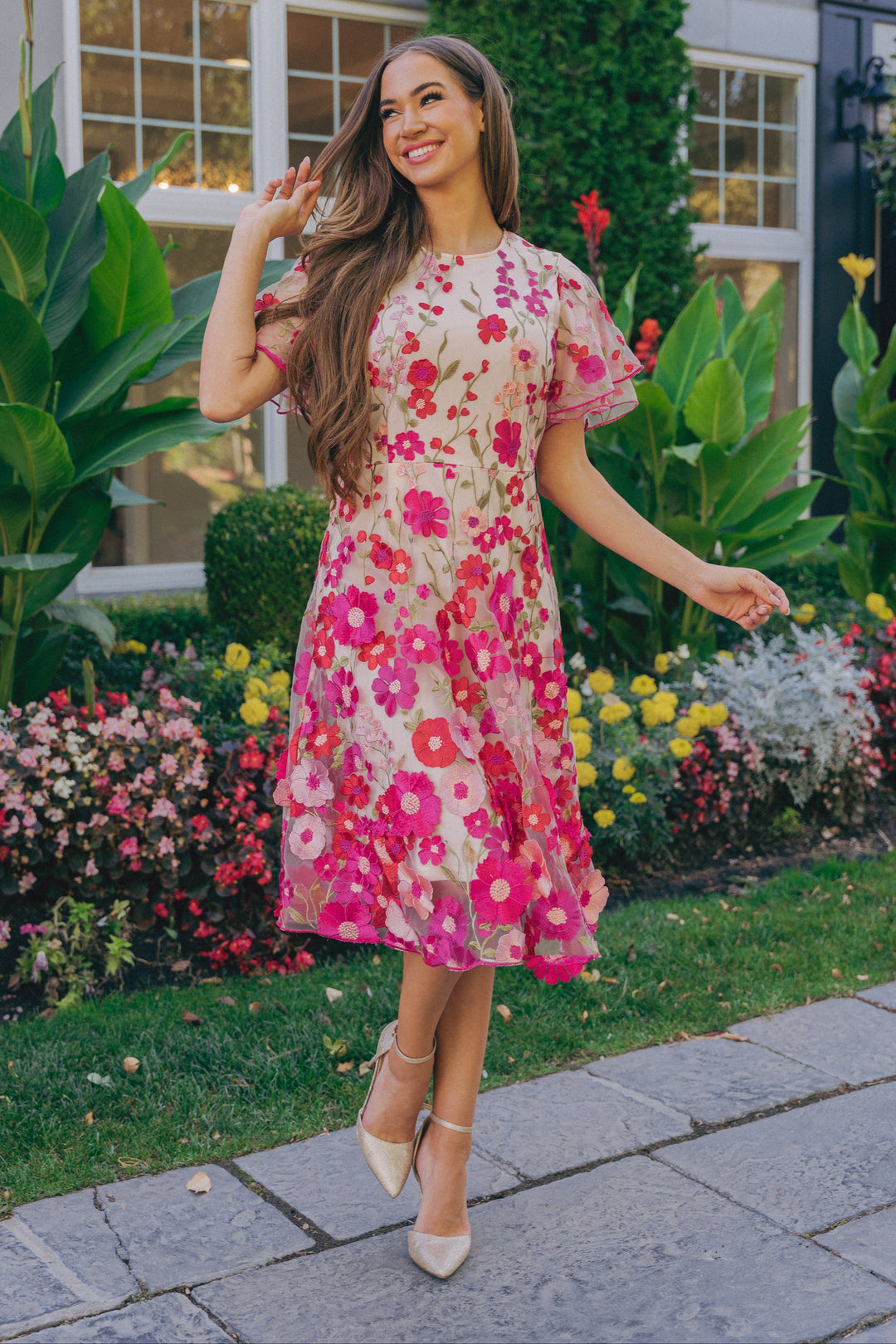 Lillian Duchess Hot Pink Floral Dress - DM Exclusive- Restocked