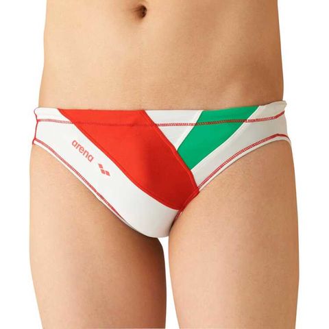 dショッピング |アリーナ リミック メンズ競泳水着 L ホワイト×Kレッド