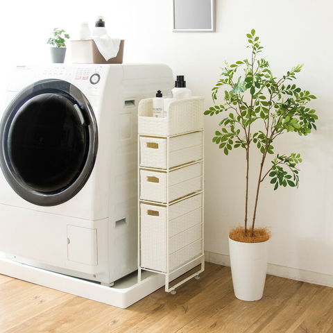 dショッピング |ラタン ランドリーチェスト 脱衣所 洗面所 隙間収納 幅