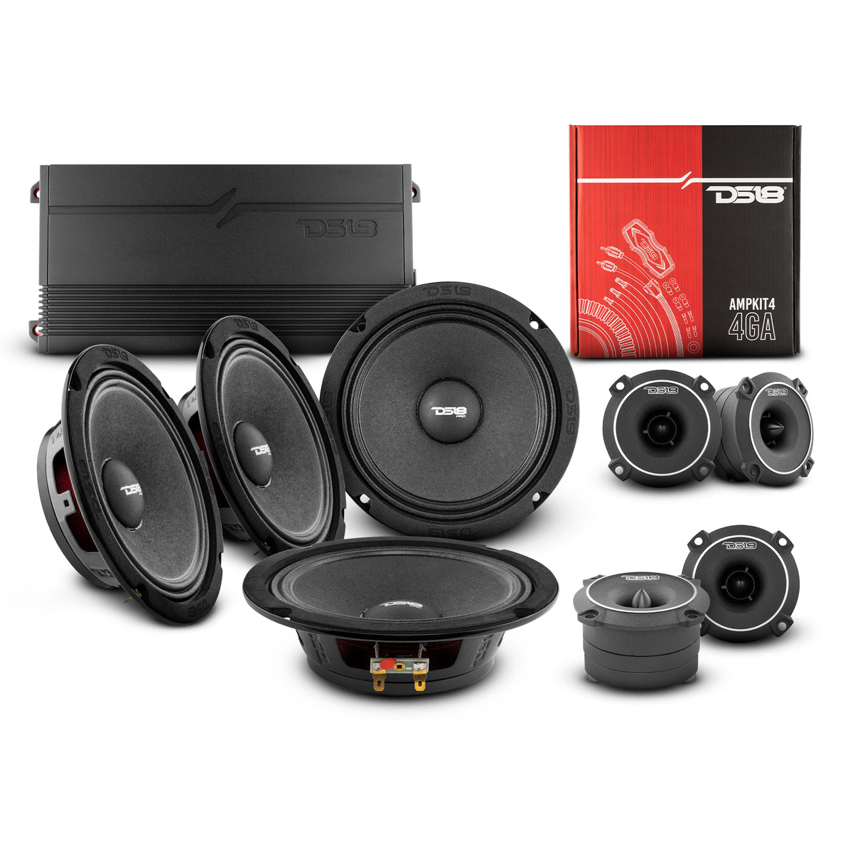 DS18 Stage2 Pro-Audio Neo Midrange Package, Car Speakers with