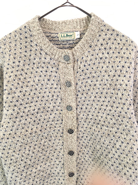 レディース 古着 80s LL Bean バーズアイ 総柄 ウール ニット