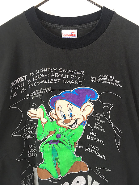 古着 90s USA製 Disney 白雪姫 7人の小人 Dopey おとぼけ Tシャツ XXL
