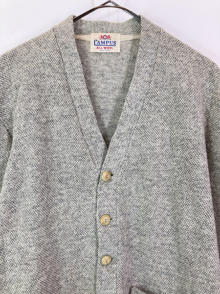 古着 50s Campus パチポケ ツイード ウール ワーク カーディガン