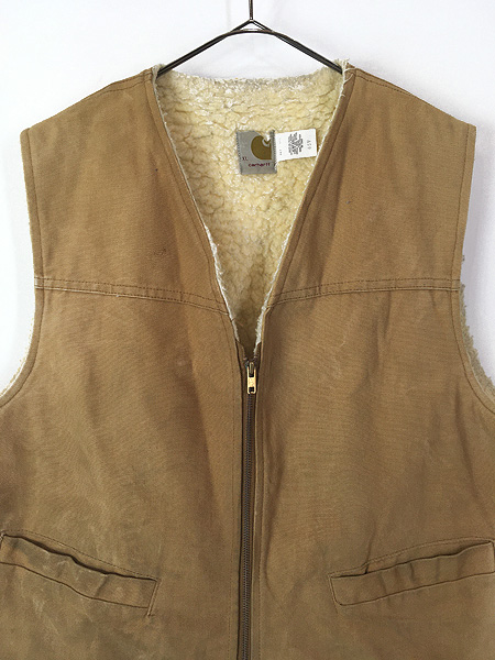 古着 70s Carhartt 裏ボア オールド ブラウン ダック ワーク ベスト XL
