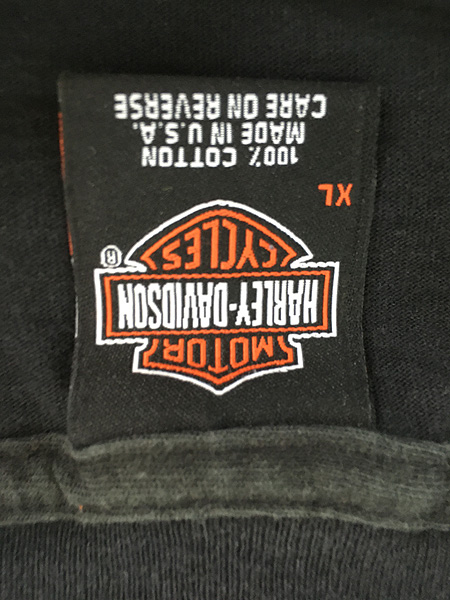 古着 00s USA製 HARLEY DAVIDSON クモの巣 スパイダー 長袖 Tシャツ