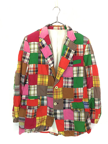 最終売り尽し】古着 70s IZOD 豪華 チェック パッチワーク テーラード