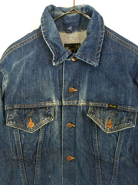古着 70s USA製 Wrangler 黒タグ サイレントW フラップ 2ポケ 濃紺