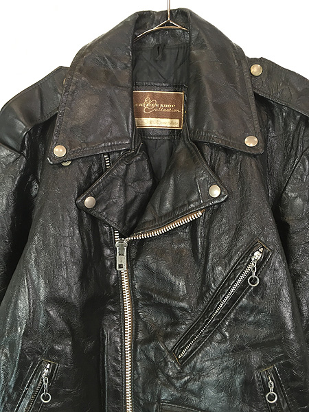 古着 70s Sears Leather Shop Collection パデッド ハの字 本革 レザー