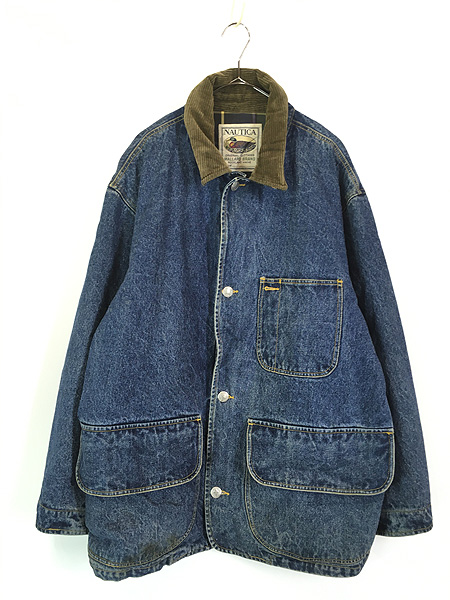 古着 90s Nautica 襟 コーデュロイ 裏地 チェック デニム ワーク