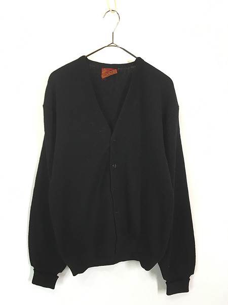 古着 60s Sears Kings Road ブラック ソリッド アルパカ ウール ニット