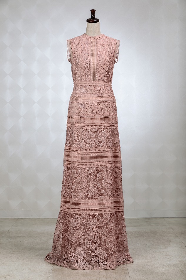 BCBG MAXAZRIA ビーシービージーマックスアズリア ピンクレースロング