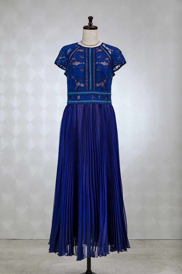 TADASHI SHOJI タダシショージ ブルーエシェルプリーツドレス | 結婚式