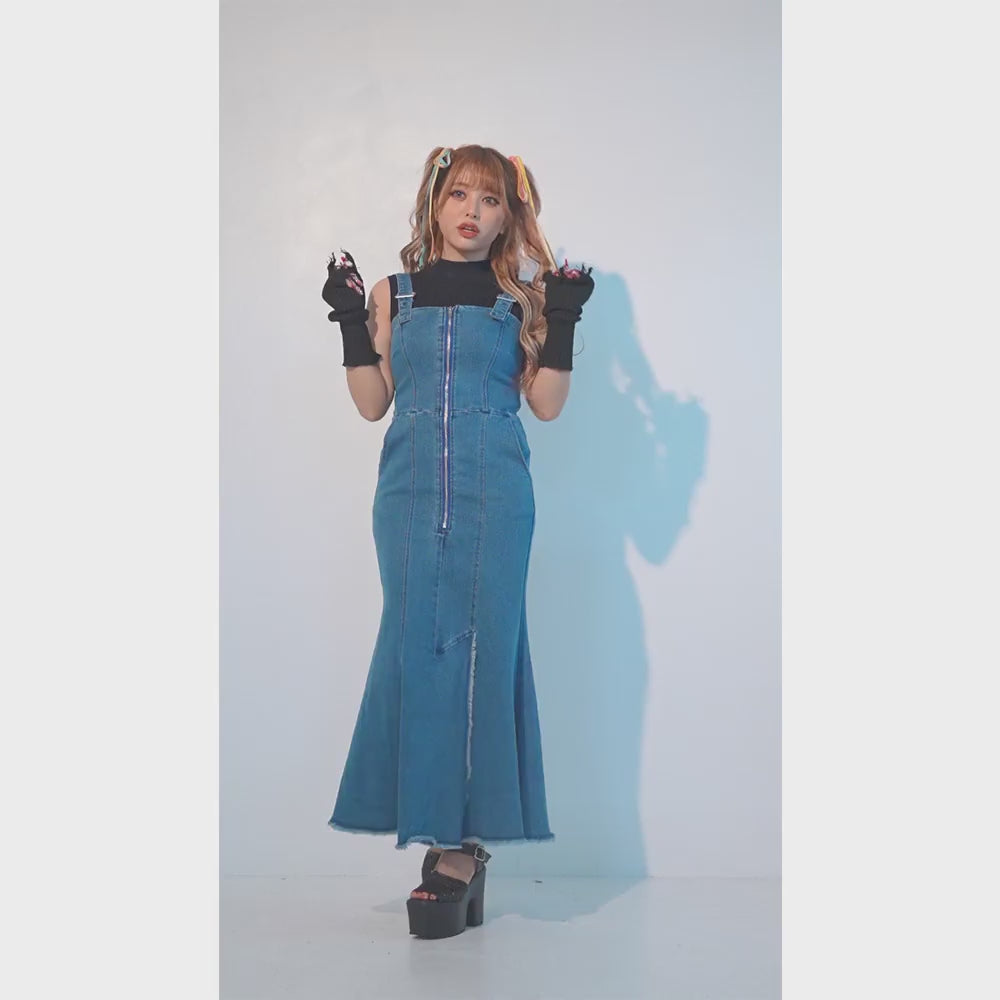 マーメイドストレッチデニムジャンスカワンピース – レディース