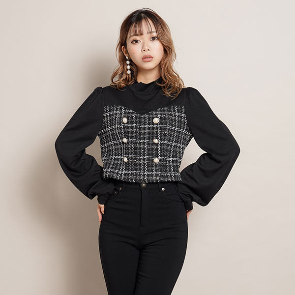 パールボタンツイードトップス – レディースファッション通販の夢展望