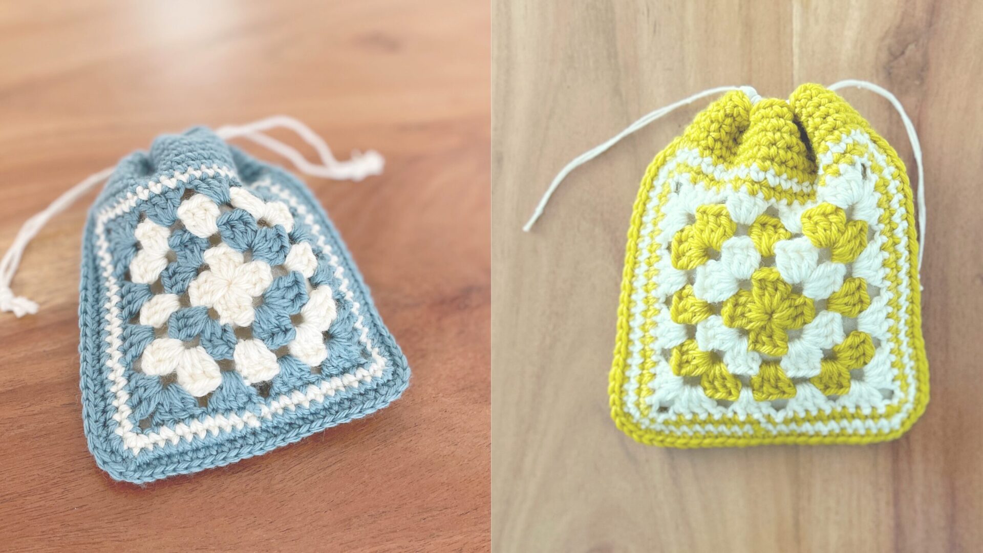 大人気！《グラニースクエアの巾着》が動画付きキットに - ドゥジャンテ