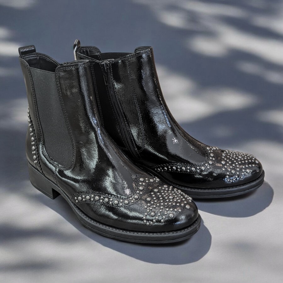 送料無料】Gabor ガボール サイドゴア ブーツ スタッズ ファスナー