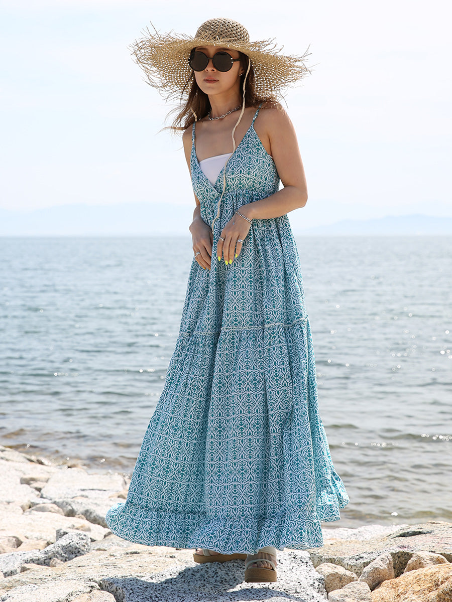 2024】LAUT BLUE(ラウトブルー)サントリー二コットンティアードマキシ