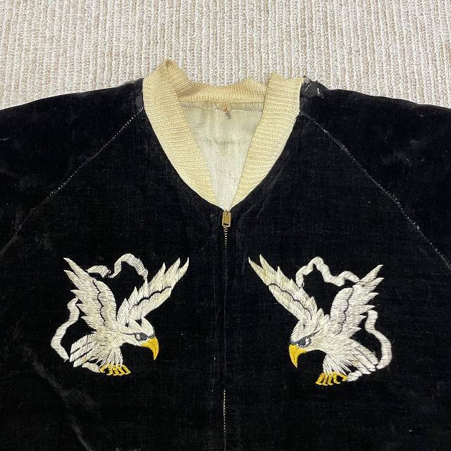 1950'S VINTAGE SOUVENIR JACKET 「別珍×サテン、鷹/龍/虎、M