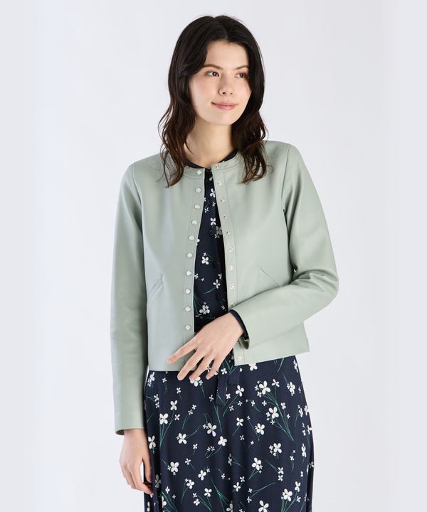 ラムスキン レザー 長袖 カーディガンプレッション（X101CU327052