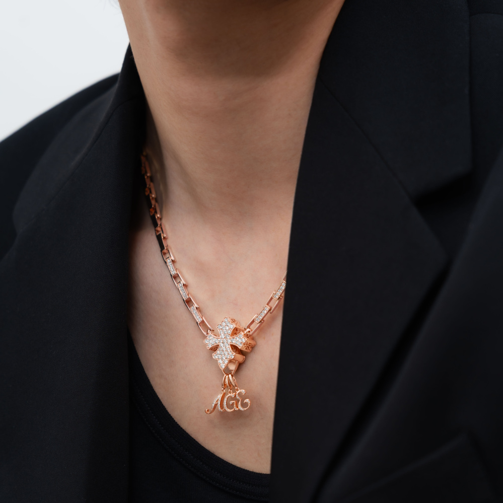 新品] ユキザキ ダブルトップ ピンクゴールド ネックレス W50113222