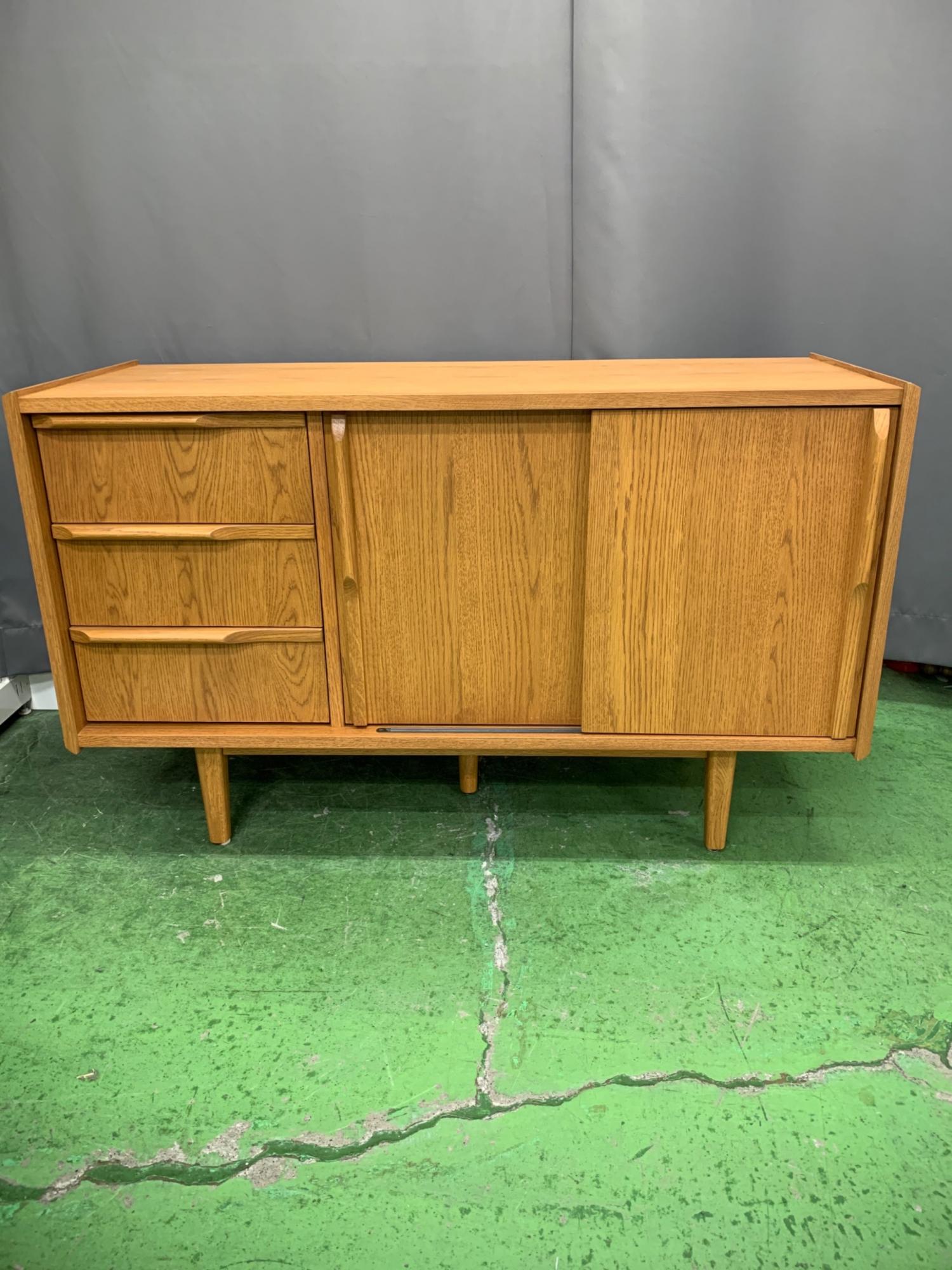 UNICO (ウニコ) TOVEキャビネット ライトブラウン 2枚扉 引き出し付