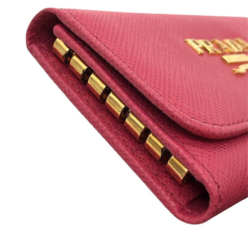 プラダ PRADA 6連キーケース 1PG222 ピンク×GD金具 サフィアーノレザー