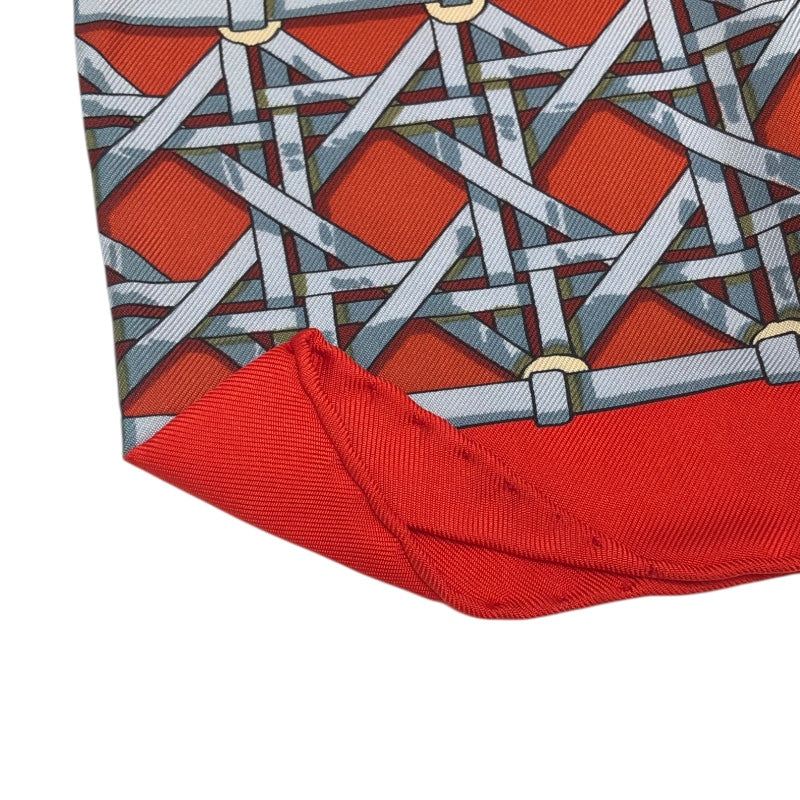 エルメス HERMES カレ90 FEUX DE ROUTE レッド シルク ユニセックス