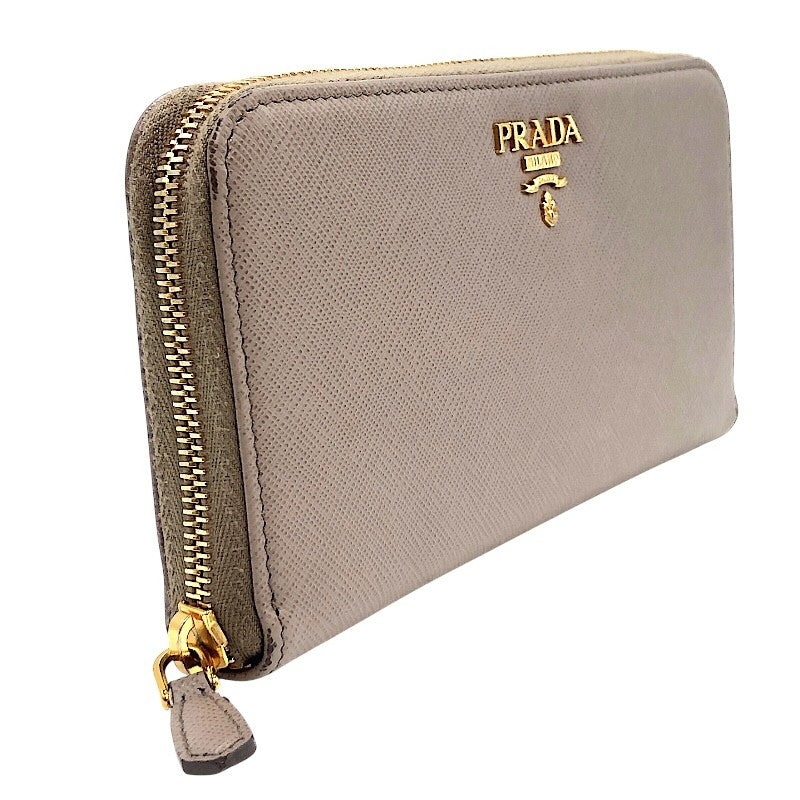 プラダ PRADA ロゴラウンドファスナー財布 1M506 グレー/GD金具