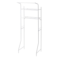 伸縮ランドリーラック ハンガーバー付き 棚3段 ホワイト 幅60〜93cm L
