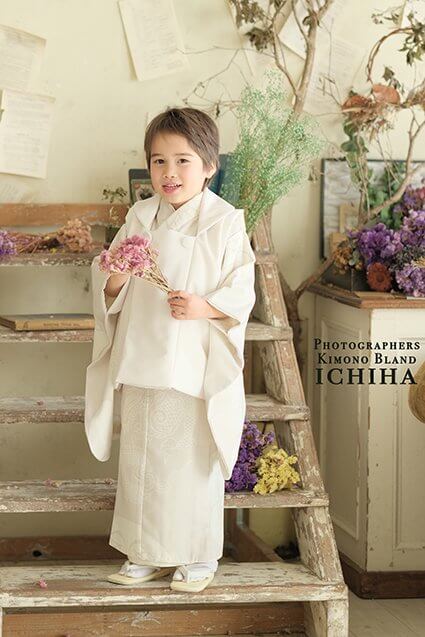 お洒落なデザイナーズ七五三着物レンタル 3歳男児被布 ラテコーデ