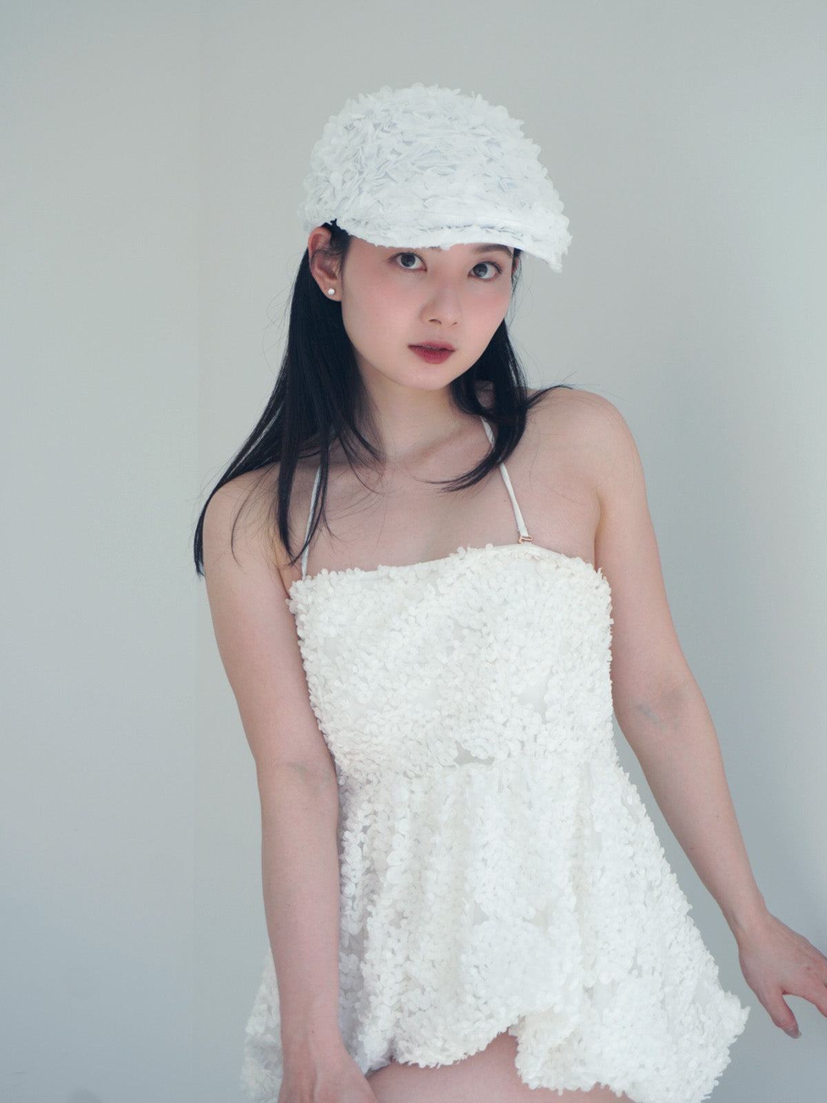 フラワーモチーフバルーンワンピース