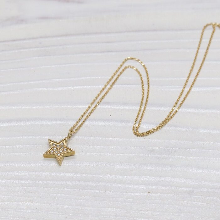 K18【スターD】幸運の星『ダイヤモンドスター』ネックレス