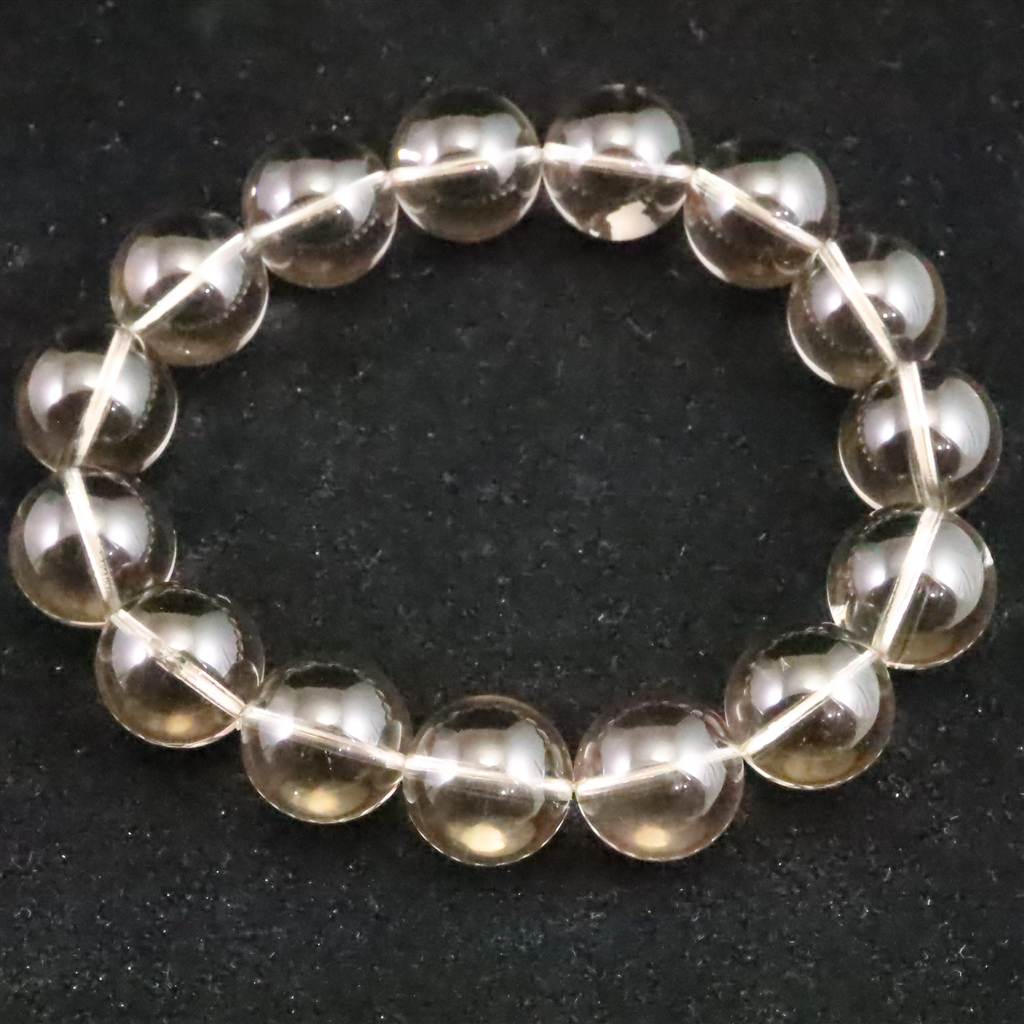 コロンビア産 スモーキーレムリアンシード 14mm玉ブレスレット 証明