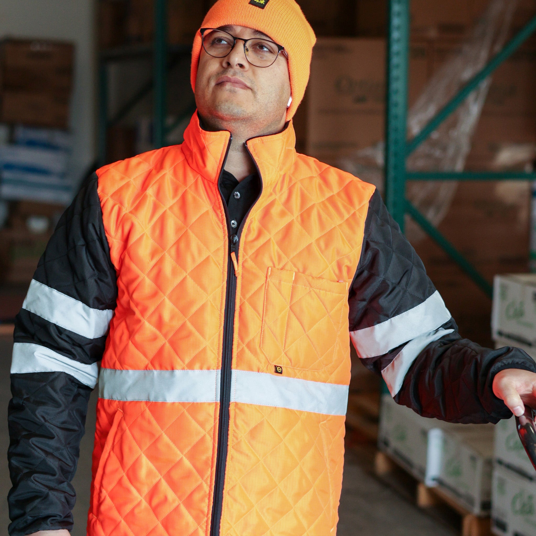 Agile Jacket - Quilted Hi Vis Orange Outerwear – Epik Workwear