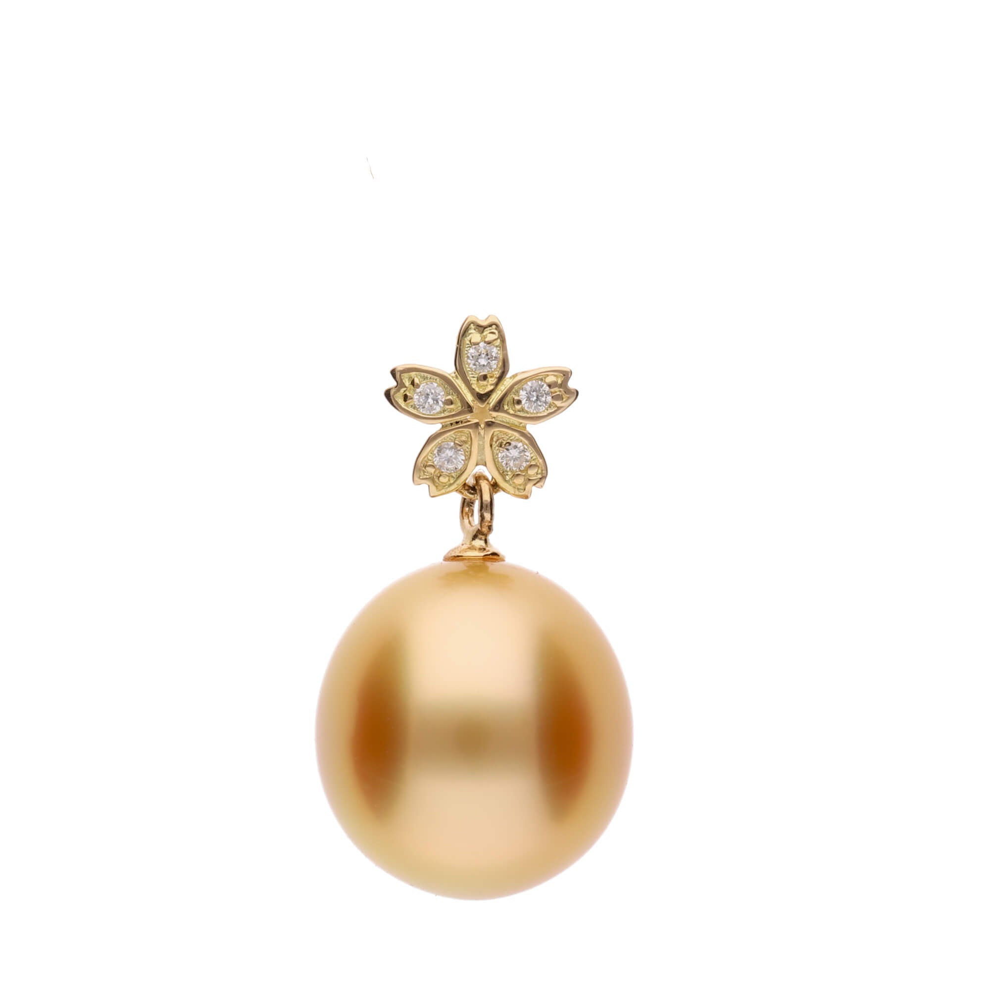 星桜】ゴールデンパール ダイヤモンド イエローゴールド ペンダント