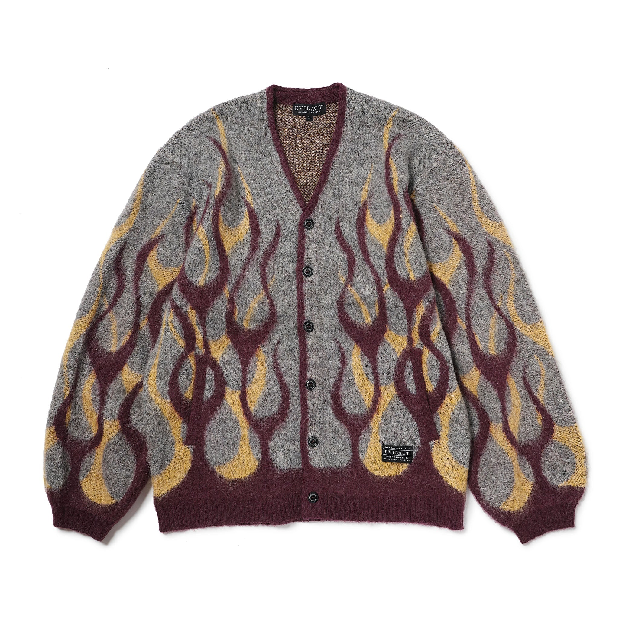 EVILACT FLAMES MOHAIR CARDIGAN burgundy | EVILACT (イーブルアクト
