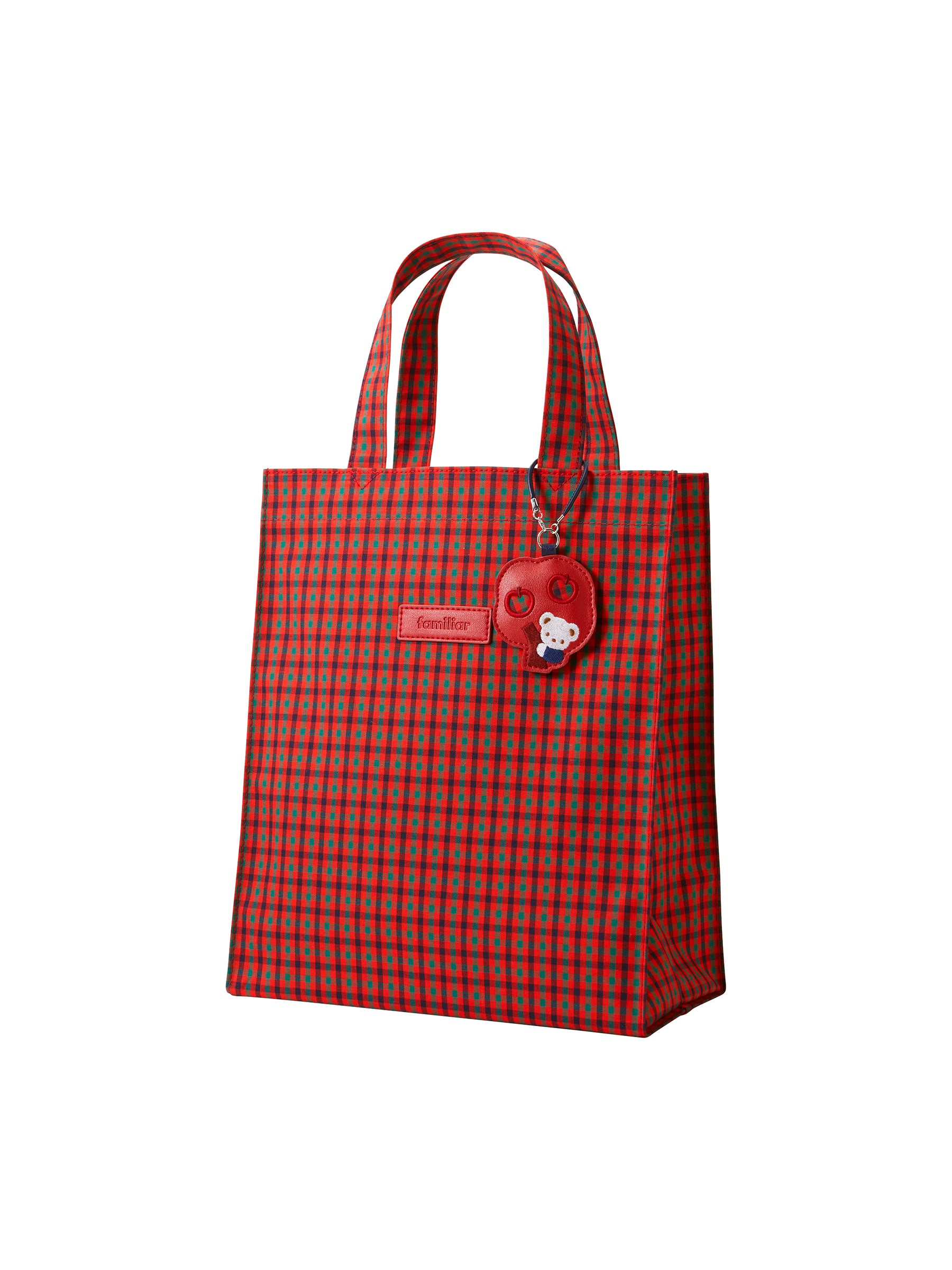 マザーズバッグ 赤チェック 美品familiar マザーズバッグ 赤系