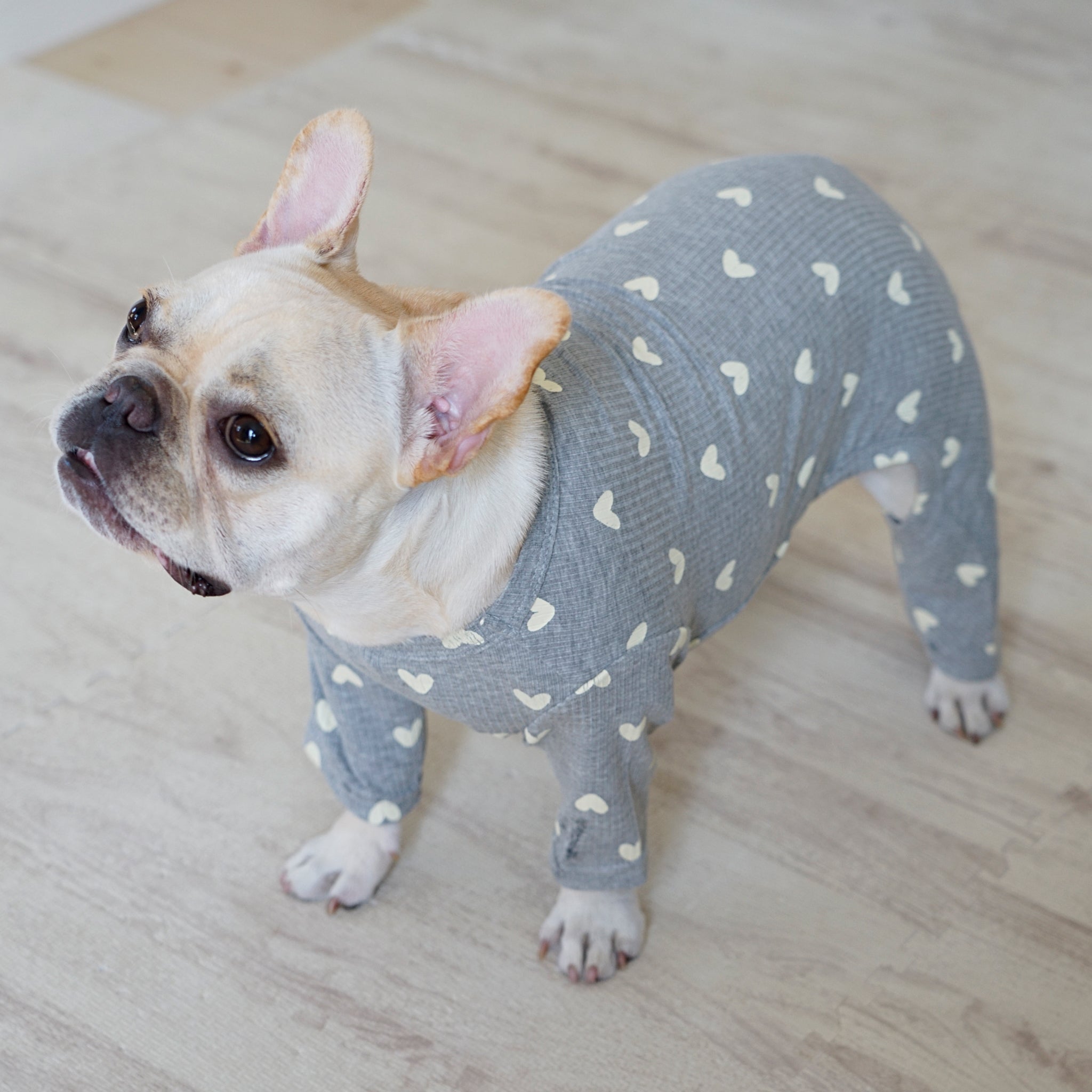 犬 ハート柄ロンパース【FABOGNI(ファボンニ)】Rompers (heart) white