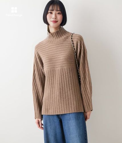 ウールカシミヤ リブハイネックニットプルオーバー(51716571-2025