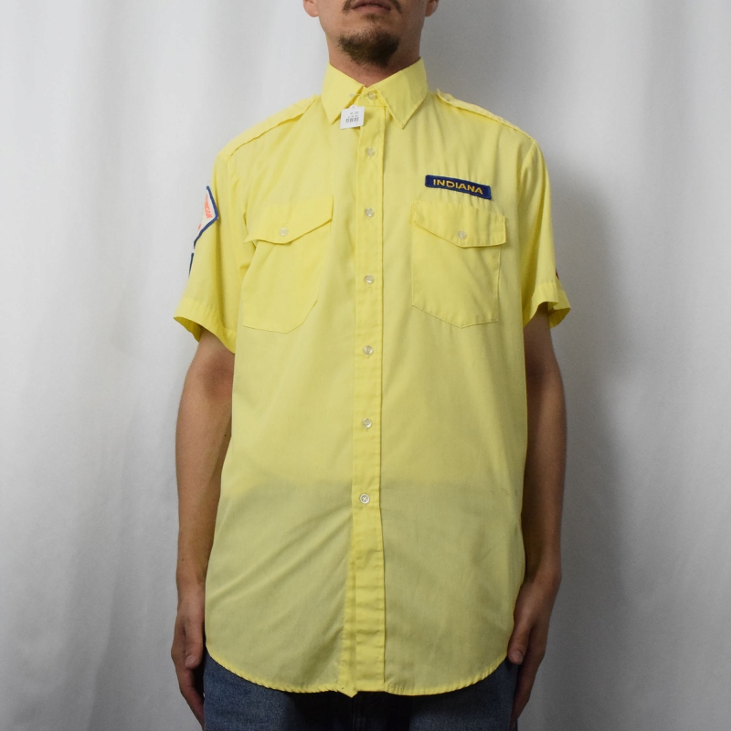 70s 70年代 ユニトグ アメリカ製 半袖 エポレット付き 黄色 イエロー