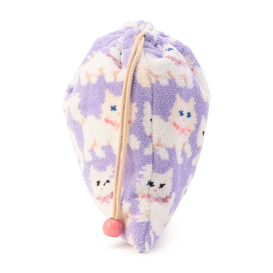 モフモフネコチャン 巾着 L/MNC-260283（WEB限定）(ペールパープル