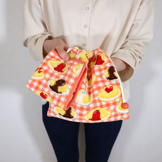 ハッピーオムライス ハンカチ(アプリコット×イエロー): LOVERARY BY