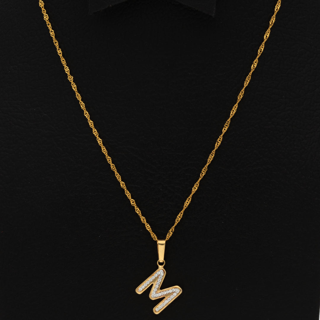 Buy Online 18KT Gold Necklace (Chain with M Shaped Alphabet Letter