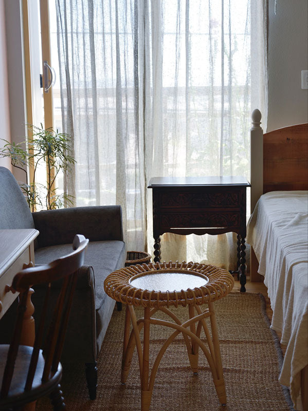 ラタン ガラストップ サイドテーブル Rattan GlassTop LowTable