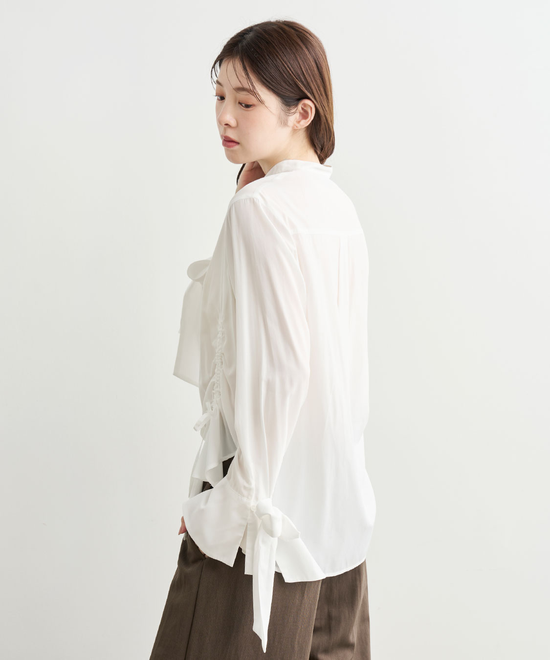 リボンスリーブドロストシャツブラウス｜PETAL ONLINE（ペタルオンライン）
