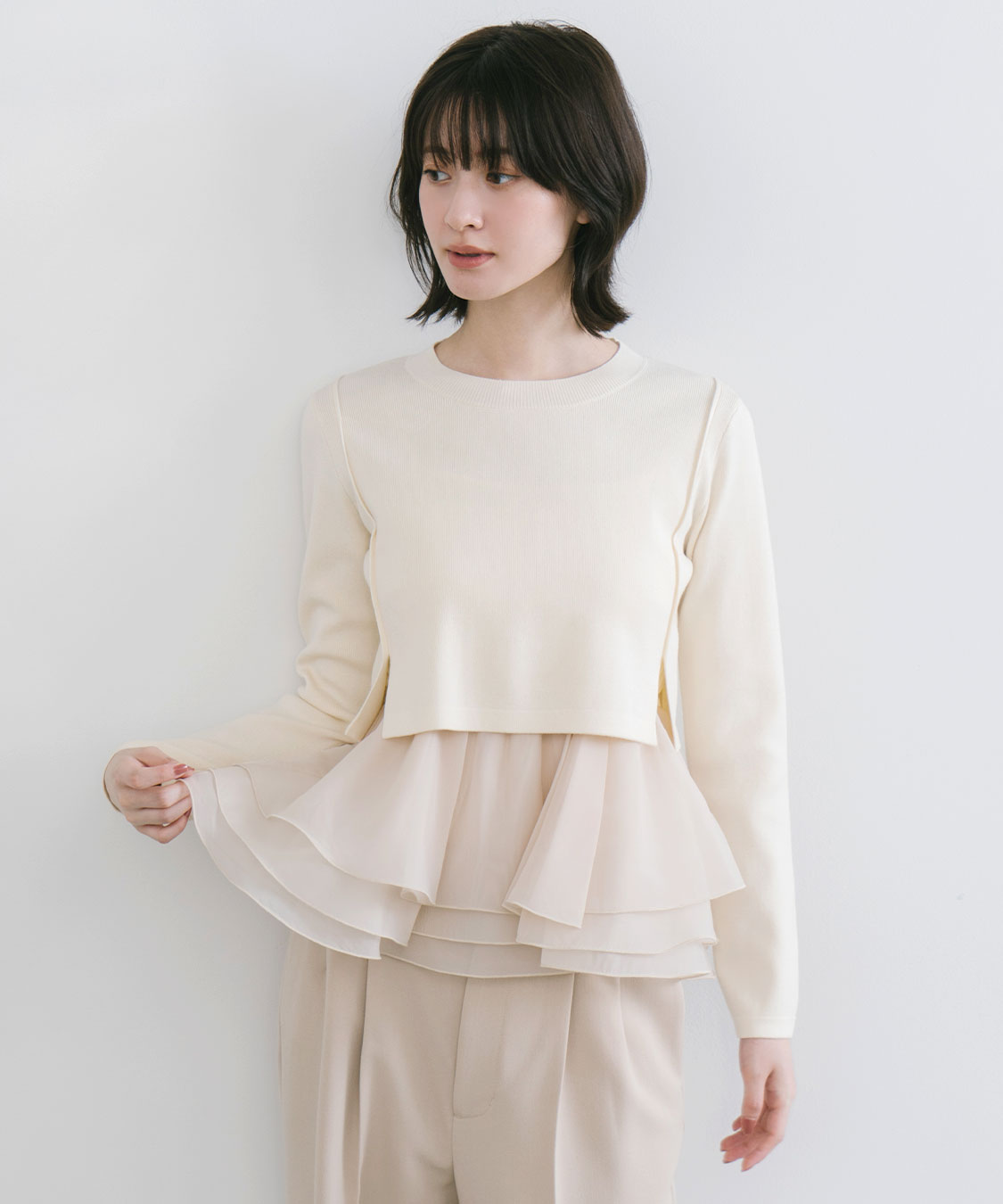 ペプラムブラウスレイヤードニット｜PETAL ONLINE（ペタルオンライン）