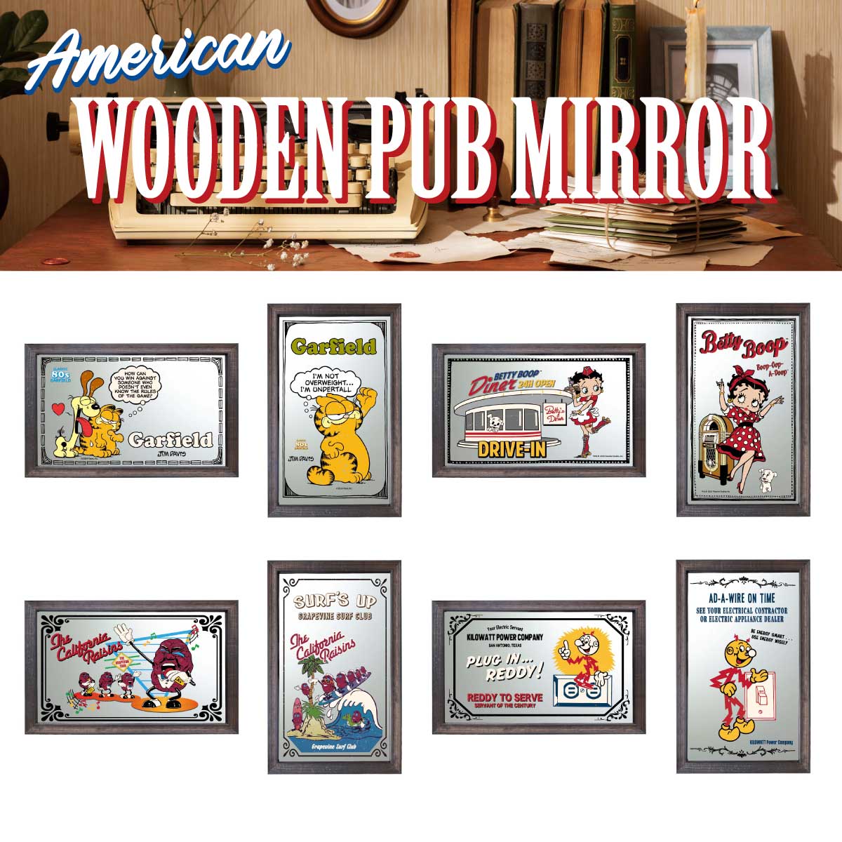 オシャレ空間を演出！】【アメリカンBAR☆】WOODEN PUB MIRROR